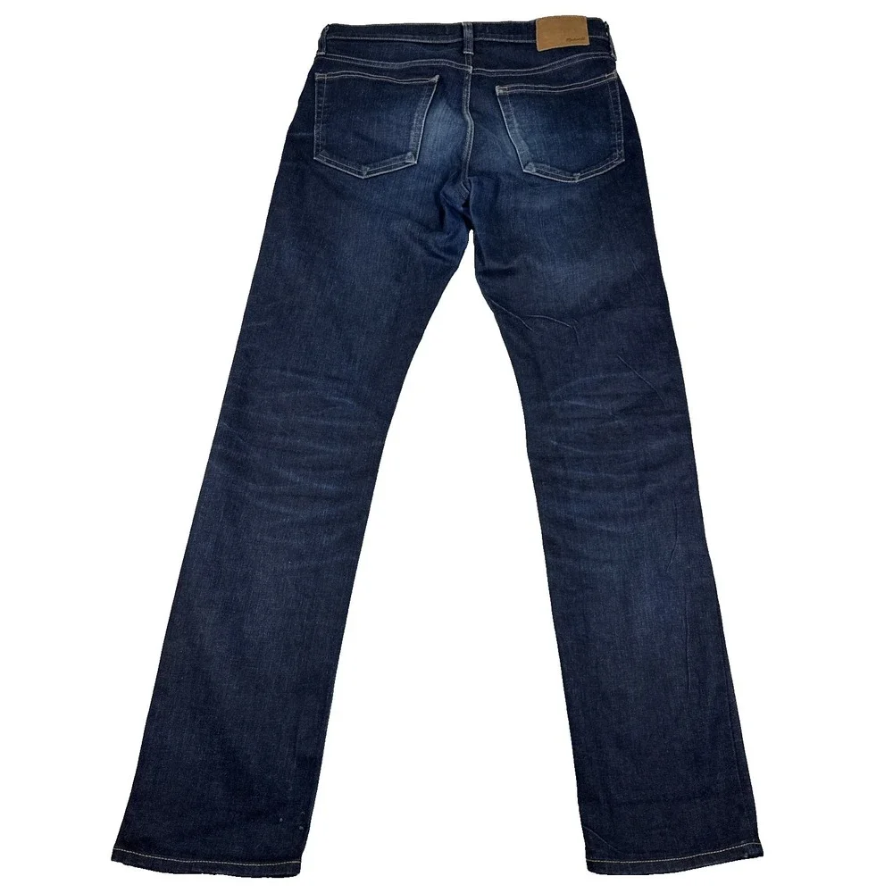 Madewell Men's Slim Fit Dark Wash Jeans Size 32x34 Fade Whiskering Stretch J9527